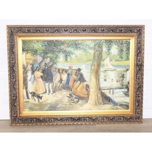 478 - H. Williams (20th century) - a large decorative Impressionist style oil on canvas depicting a scene ... 