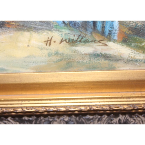 478 - H. Williams (20th century) - a large decorative Impressionist style oil on canvas depicting a scene ... 