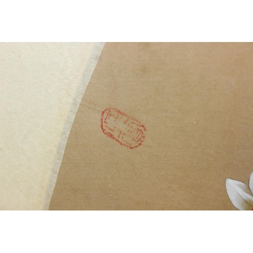 481 - Six assorted Chinese paintings on silk and fabric and an Oriental embroidery, all framed, 20th centu... 