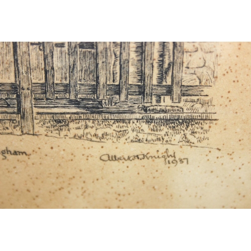 483 - Albert H Knight (20th Century), five original pen and ink drawings of Tudor buildings within Bucks, ... 