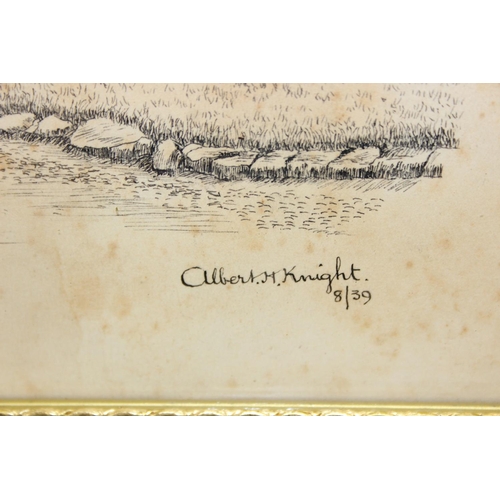 483 - Albert H Knight (20th Century), five original pen and ink drawings of Tudor buildings within Bucks, ... 