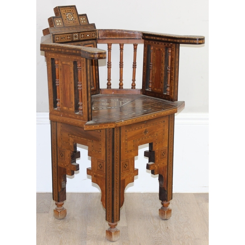 93 - A superb highly decorative Syrian or North African Moorish Mashrabiya style armchair, early to mid 2... 