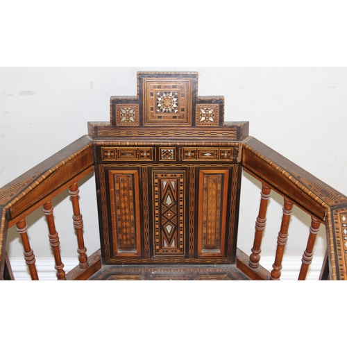 93 - A superb highly decorative Syrian or North African Moorish Mashrabiya style armchair, early to mid 2... 