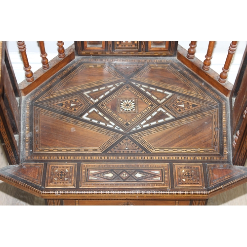 93 - A superb highly decorative Syrian or North African Moorish Mashrabiya style armchair, early to mid 2... 