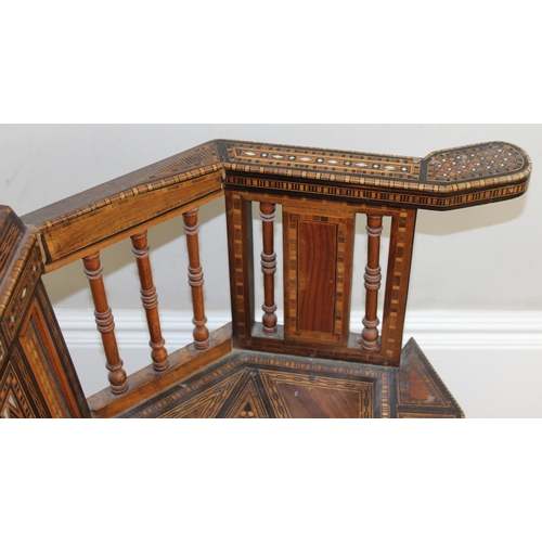 93 - A superb highly decorative Syrian or North African Moorish Mashrabiya style armchair, early to mid 2... 