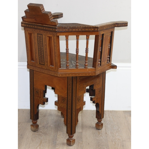 93 - A superb highly decorative Syrian or North African Moorish Mashrabiya style armchair, early to mid 2... 