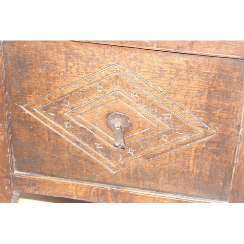 108 - An antique oak cellarette or coal bucket with metal lining, seemingly made from parts of an 18th cen... 