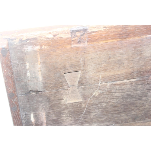 108 - An antique oak cellarette or coal bucket with metal lining, seemingly made from parts of an 18th cen... 