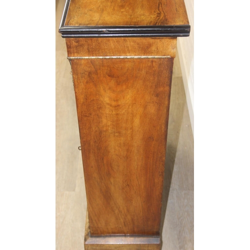 101 - A Victorian walnut and marquetry inlaid pier cabinet or glazed bookcase with gilt metal mounts, two ... 