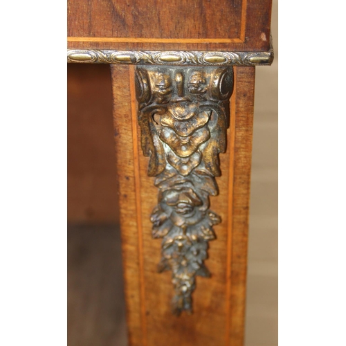 101 - A Victorian walnut and marquetry inlaid pier cabinet or glazed bookcase with gilt metal mounts, two ... 