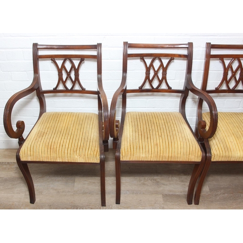 85 - A set of four Regency style mahogany chairs by Abel's International, the carvers 55cm wide x 87cm ta... 