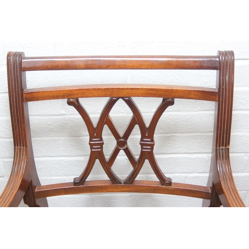 85 - A set of four Regency style mahogany chairs by Abel's International, the carvers 55cm wide x 87cm ta... 
