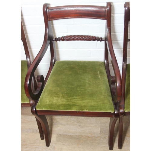 36 - Set of Regency period mahogany dining chairs comprising a set of six plus matching carver, rope twis... 
