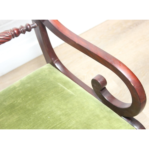 36 - Set of Regency period mahogany dining chairs comprising a set of six plus matching carver, rope twis... 