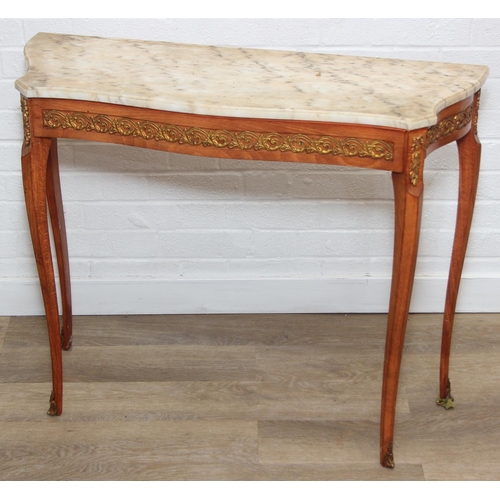 74 - An antique French marble-top console or side table, likely in the, Louis XV or Rococo style, believe... 