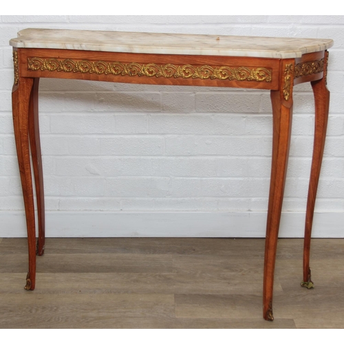 74 - An antique French marble-top console or side table, likely in the, Louis XV or Rococo style, believe... 