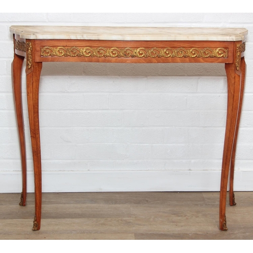 74 - An antique French marble-top console or side table, likely in the, Louis XV or Rococo style, believe... 