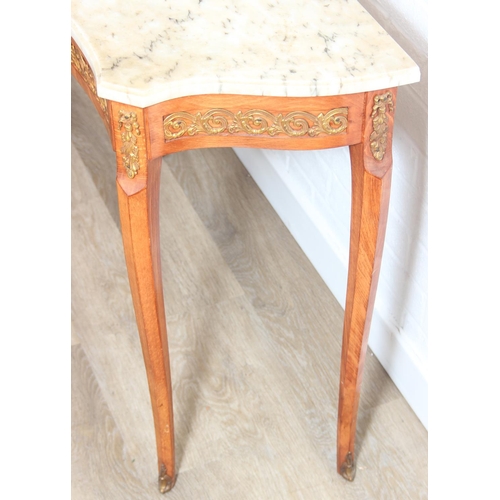 74 - An antique French marble-top console or side table, likely in the, Louis XV or Rococo style, believe... 