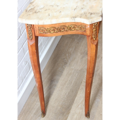 74 - An antique French marble-top console or side table, likely in the, Louis XV or Rococo style, believe... 