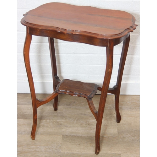 63 - An early 20th century mahogany side table with scalloped edge, 59cm x 39cm x 70cm