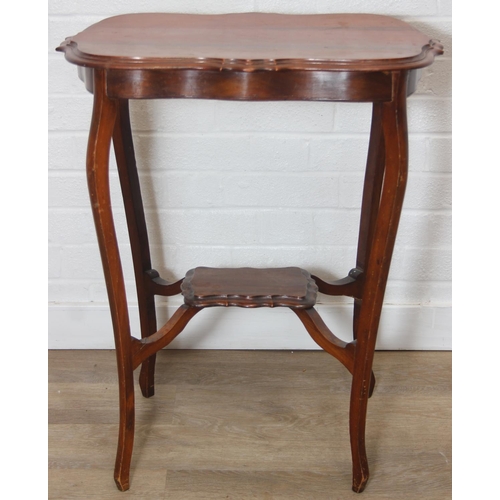 63 - An early 20th century mahogany side table with scalloped edge, 59cm x 39cm x 70cm