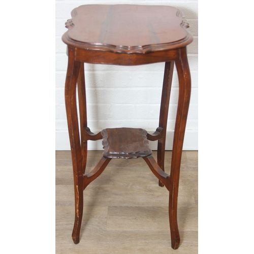 63 - An early 20th century mahogany side table with scalloped edge, 59cm x 39cm x 70cm