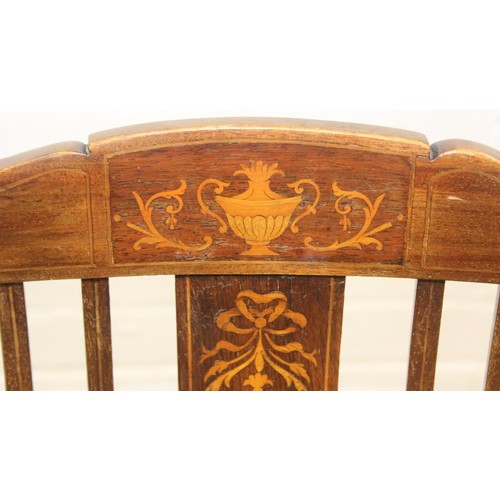 81 - A pair of Victorian mahogany side or bedroom chairs with later floral upholstery, each 82cm tall and... 