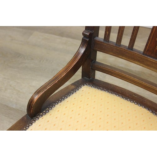 81 - A pair of Victorian mahogany side or bedroom chairs with later floral upholstery, each 82cm tall and... 