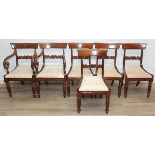 80 - A set of six Regency period mahogany dining chairs in the manner of Gillows, the set comprising of t... 