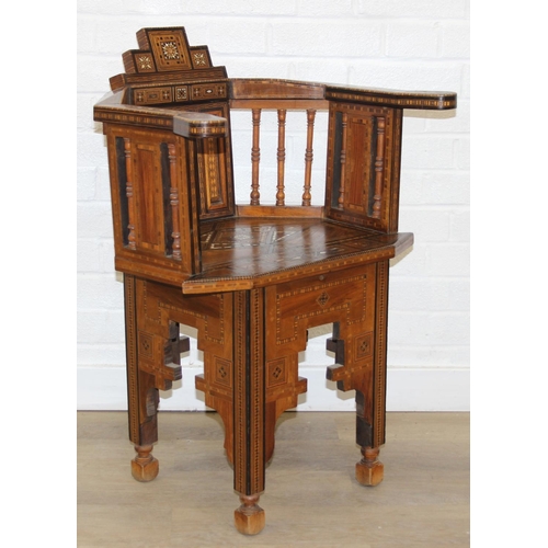 93 - A superb highly decorative Syrian or North African Moorish Mashrabiya style armchair, early to mid 2... 