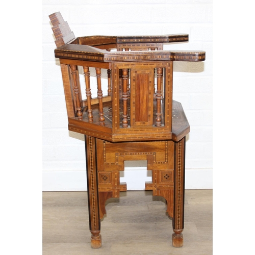 93 - A superb highly decorative Syrian or North African Moorish Mashrabiya style armchair, early to mid 2... 