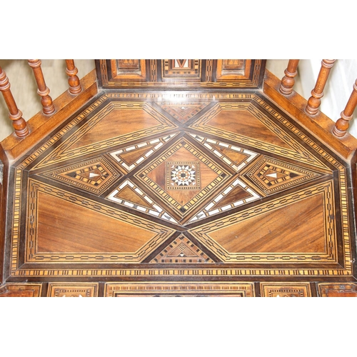 93 - A superb highly decorative Syrian or North African Moorish Mashrabiya style armchair, early to mid 2... 