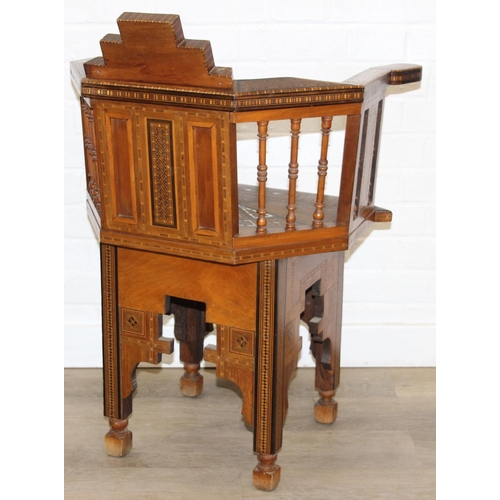 93 - A superb highly decorative Syrian or North African Moorish Mashrabiya style armchair, early to mid 2... 
