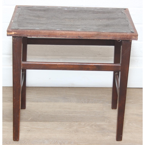 58 - A George V coronation stool with later woven leather top, stamped to underside, 42cm x 28cm x 42cm