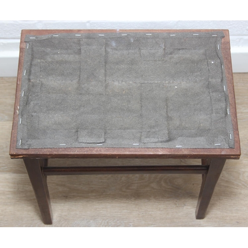 58 - A George V coronation stool with later woven leather top, stamped to underside, 42cm x 28cm x 42cm