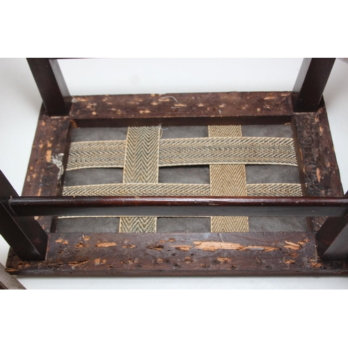 58 - A George V coronation stool with later woven leather top, stamped to underside, 42cm x 28cm x 42cm