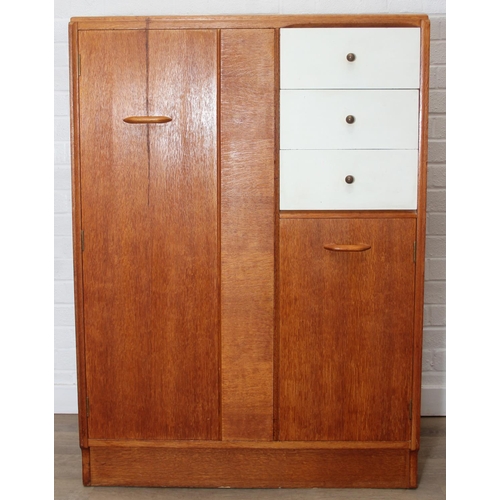 16 - G Plan [E Gomme] China White range bachelor’s tallboy or wardrobe, with cupboard door to the left op... 