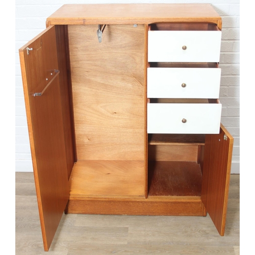 16 - G Plan [E Gomme] China White range bachelor’s tallboy or wardrobe, with cupboard door to the left op... 