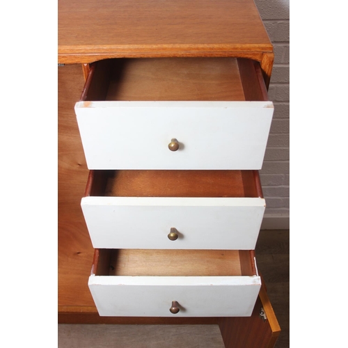 16 - G Plan [E Gomme] China White range bachelor’s tallboy or wardrobe, with cupboard door to the left op... 