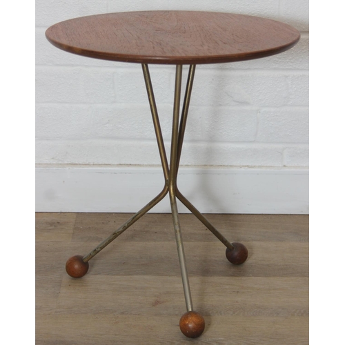 17 - Attributed to Albert Larsson for Alberts Tibro, a mid-century atomic side table with tripod metal ba... 