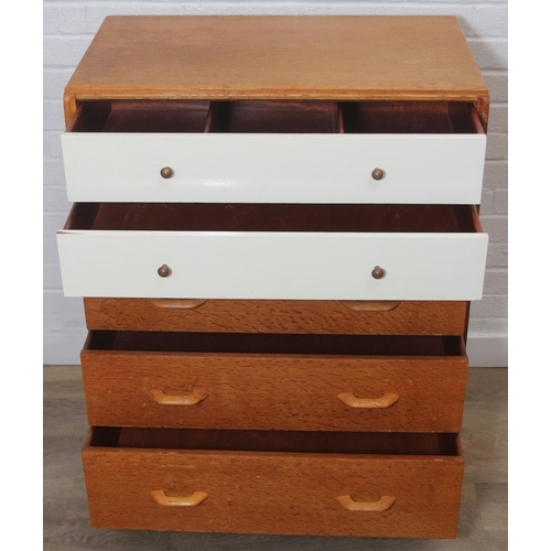 14 - G Plan [E Gomme] China White range five drawer chest of drawers, 76cm x 45cm x 98cm