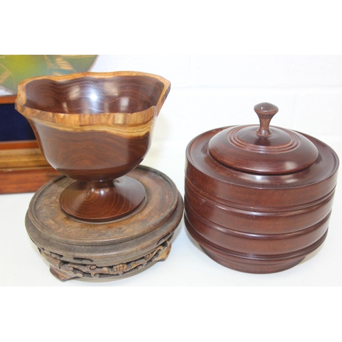 Qty of assorted wooden items to inc an antique mahogany ruler box ...