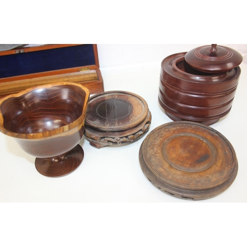 Qty of assorted wooden items to inc an antique mahogany ruler box ...