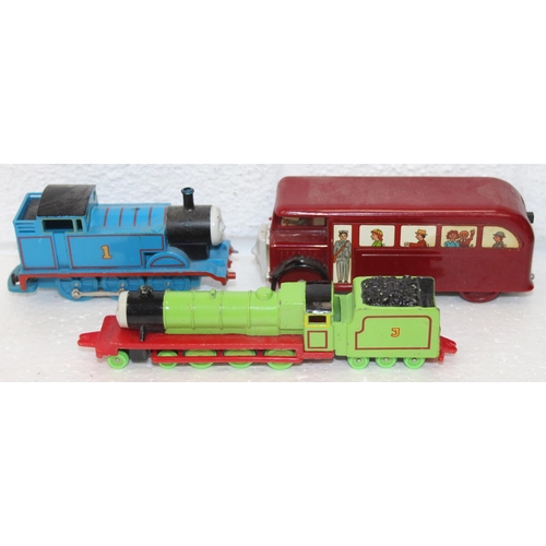 A large qty of assorted mixed toy vehicles and other toys, to inc ...