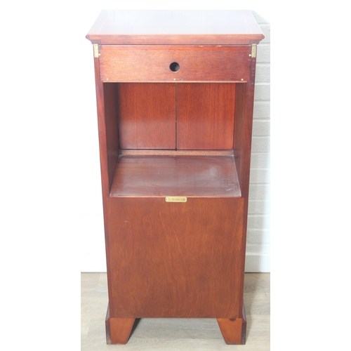 25 - A Bel Furniture Limited flame mahogany and satinwood inlaid 'chest-on-stand' music cabinet, moulded ... 