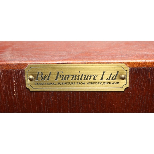 25 - A Bel Furniture Limited flame mahogany and satinwood inlaid 'chest-on-stand' music cabinet, moulded ... 