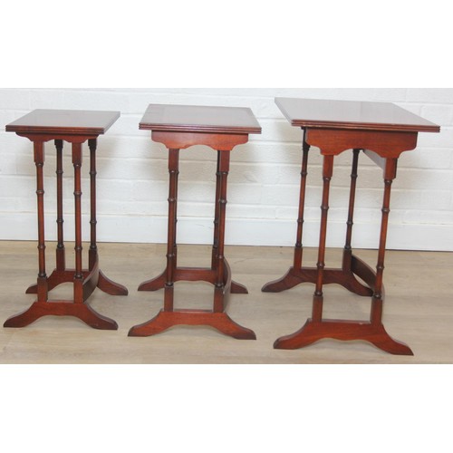 29 - A high quality modern mahogany nest of three tables by Bright's of Nettlebed, the largest 48cm x 33c... 