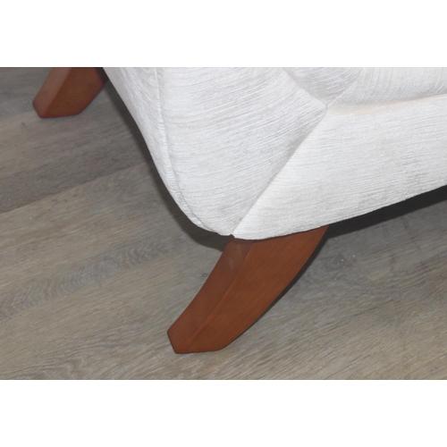 194 - Modern Chaises Longue with white button upholstery and wooden legs, 148cm x 64cm x 82cm...