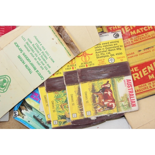 528A - Advertising - Phillumeny - two vintage tins containing antique and later matchbox advertising covers... 