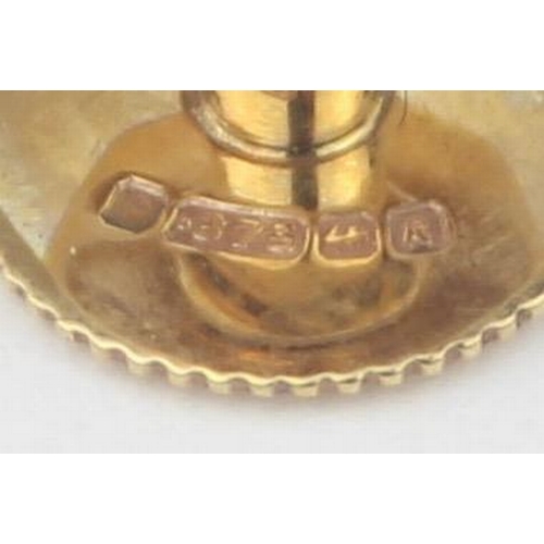 1125 - [3.07g] - a boxed set of three 9ct gold shirt studs of octagonal form with engine turning, marked fo... 